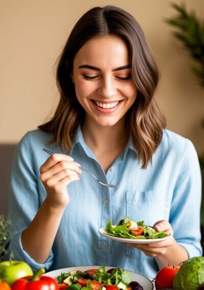 Девушка с овощами